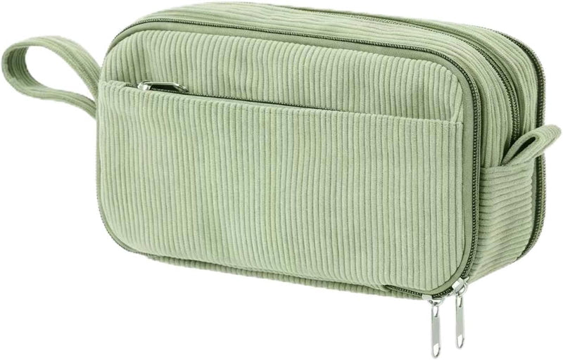 BuyCard Large Capacity Cute Pencil Case, Aesthetic Pen Pouch, White with Pink Bow Pattern Pencil Bag, Kawaii Stationery Storage and Organizer, Supplies for Teen and Adult Girls - Sage Green