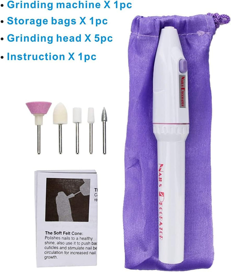 BAQI Electric Nail Drill Set, Portable Manicure Nail Art Grinder, 5-IN-1 Nail Grinder Machine, Beauty Personal Care Manicure and Pedicure Kit for Home and Salon Use