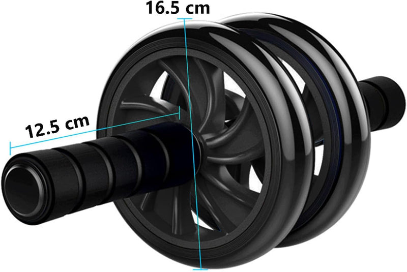 SKY LAND Ab Double Wheel Exercise Roller Wheels - Black, Abdominal Wheel, Core Strength & Stability Trainer for Home Workouts, Compact & Portable Abdominal Fitness Equipment