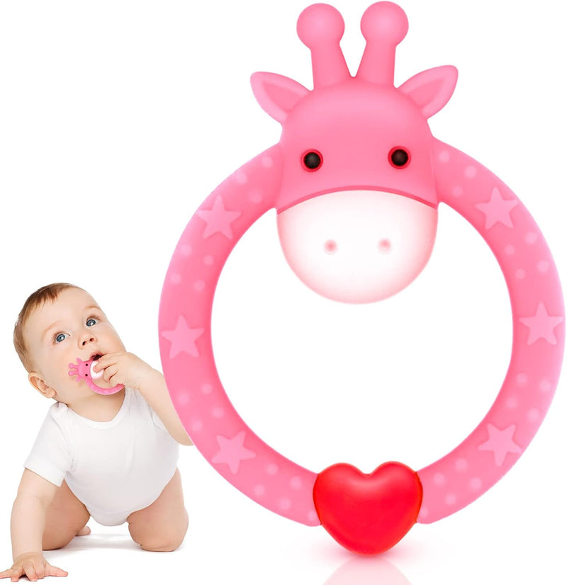 SHARE&CARE BPA Free Silicone Fruit Baby Teether Toy with Storage Case, for 3 Months Above Infant Sore Gums Pain Relief (5 Fruits)