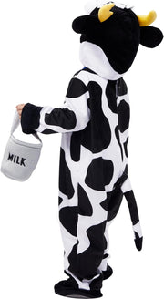 Spooktacular Creations Unisex Baby Cow Costume Jumpsuit Outfit with Milking Bucket for Infant Child Boys and Girls