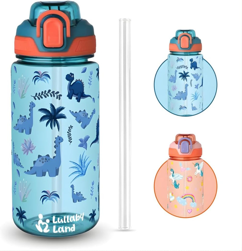 600ML Water Bottle for Kids Light weight, Stay Hydrated with Kids Water Bottle for School, No Leak Bpa Free Water Bottle for Boys, Insulated Water Bottle Kids with Straw (Blue) - Blue