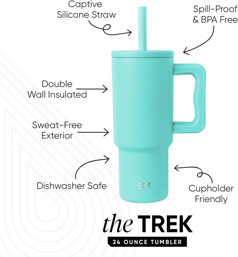 Simple Modern Kids 24 oz Tumbler with Handle and Silicone Straw Lid | Spill Proof and Leak Resistant | Reusable Stainless Steel Bottle | Gift for Kids Boys Girls | Trek Collection | Asteroid