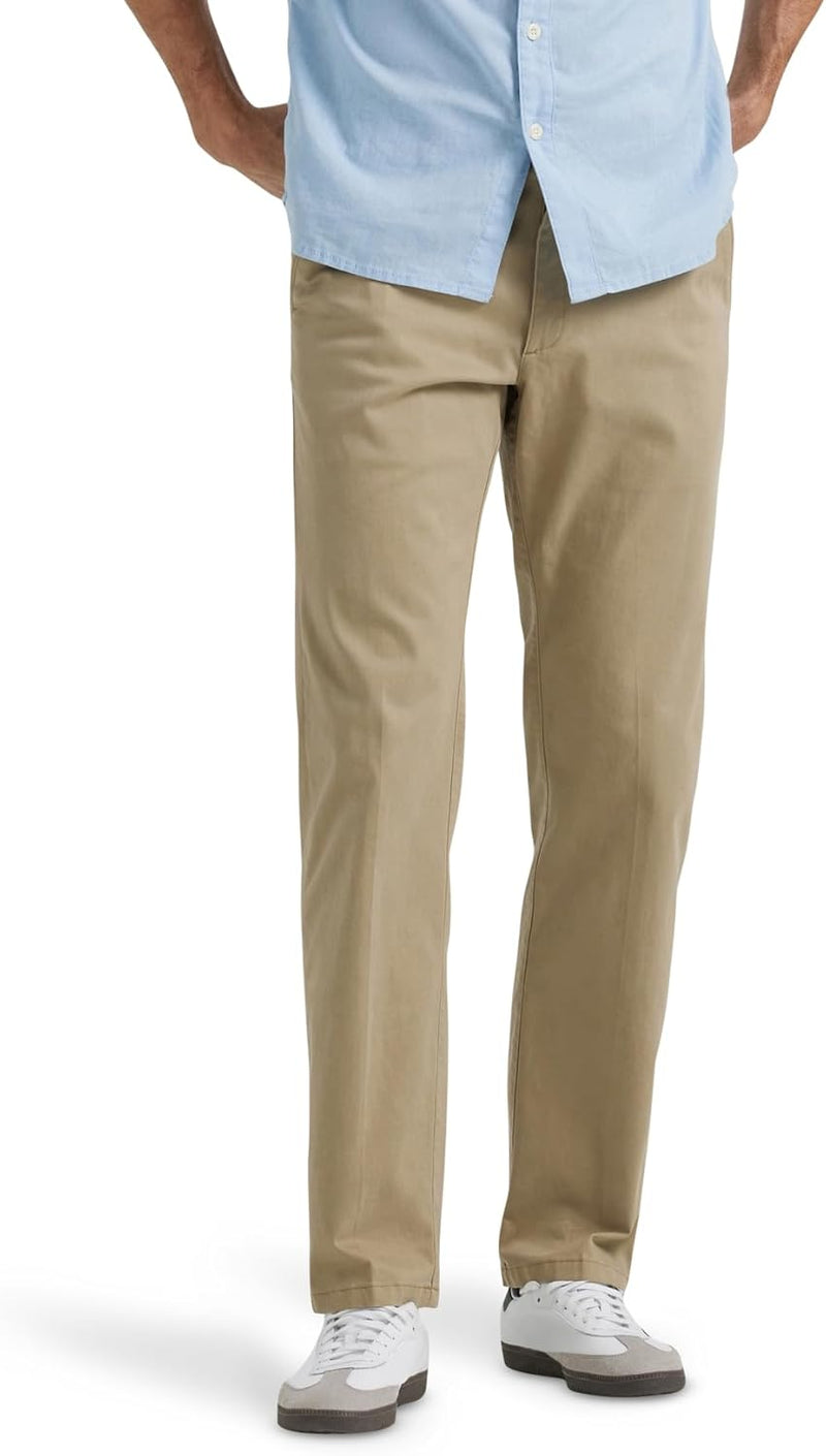 Lee Men's Extreme Motion Flat Front Regular Straight Pant - Original Khaki