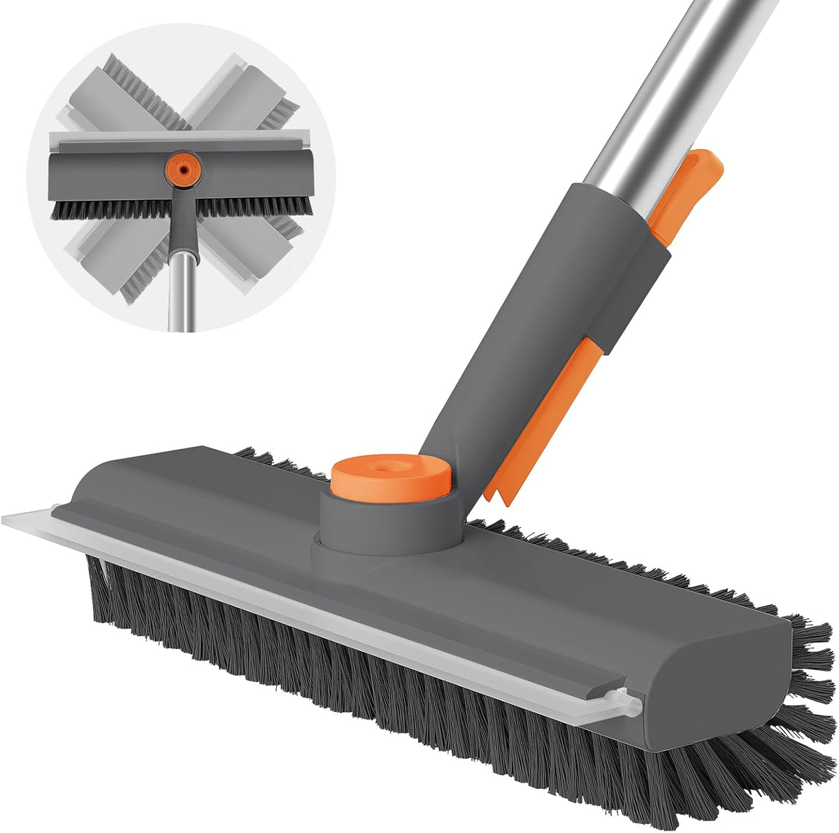 AIR U+ Floor Scrub Brush with Long Handle, 3 in 1 Scrape and Heavy-Duty Stiff Bristle Scrubber Brush for Cleaning Shower Bathroom, Patio, Garage, Kitchen, Wall and Deck – image 3