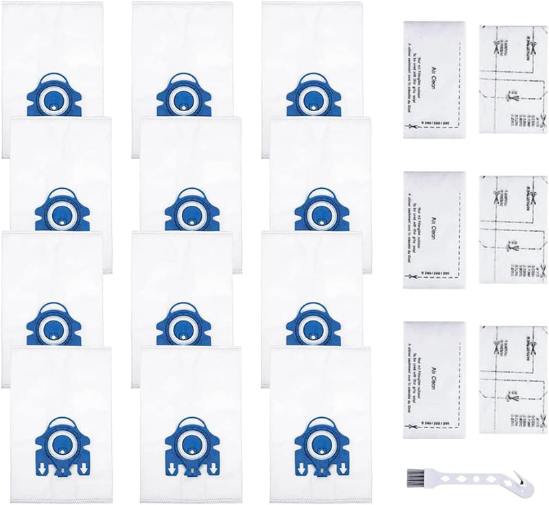Unikstone 12 Pack GN Bags Compatible with Miele Bags Classic C1 Complete C1 Complete C2 Complete C3 S227/S240 S270 S400 S2 S5 S8 Series Canister Vacuum（12 GN Bags+6 Super Air Clean Filter+1 Brush)