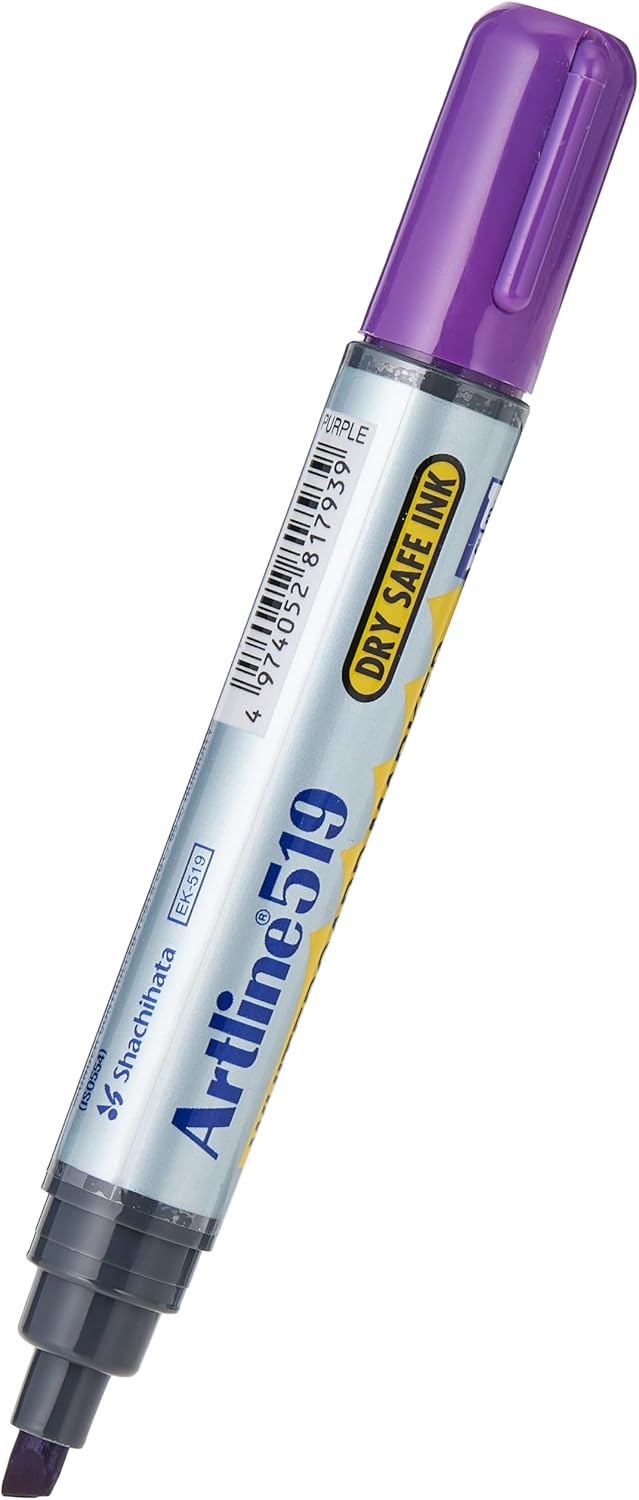 Artline White Board Marker Broad Pack of 12, Dry Safe, Purple, 519 - ARMK519PU