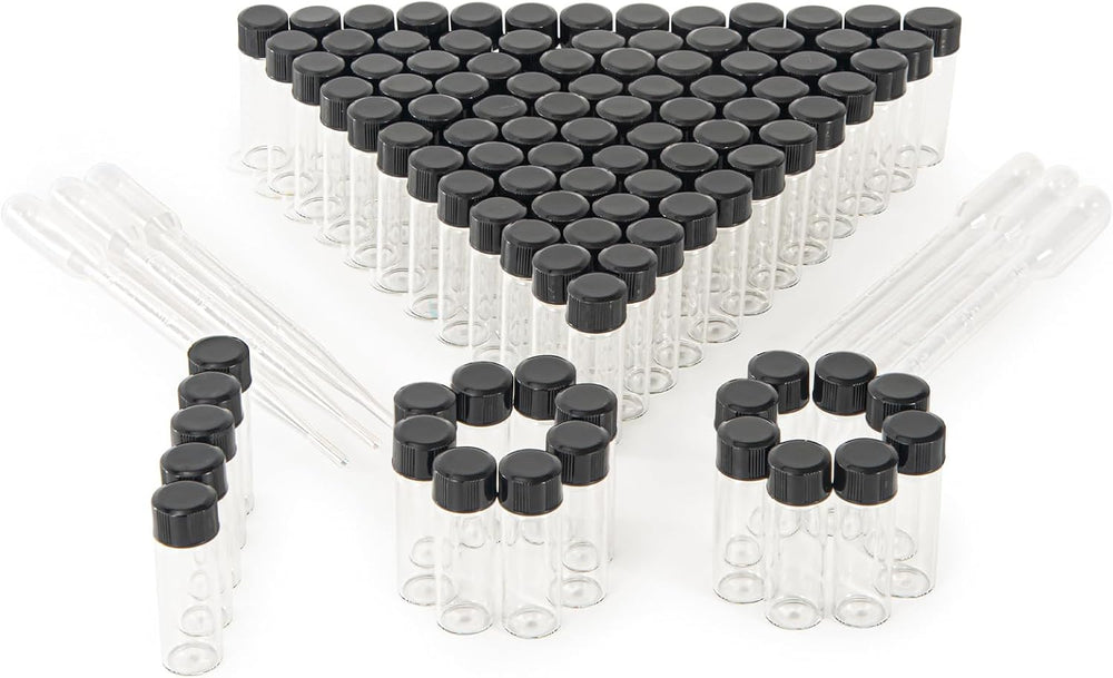 5ml Clear Small Glass Vials 100pcs with Screw Caps(100pcs)