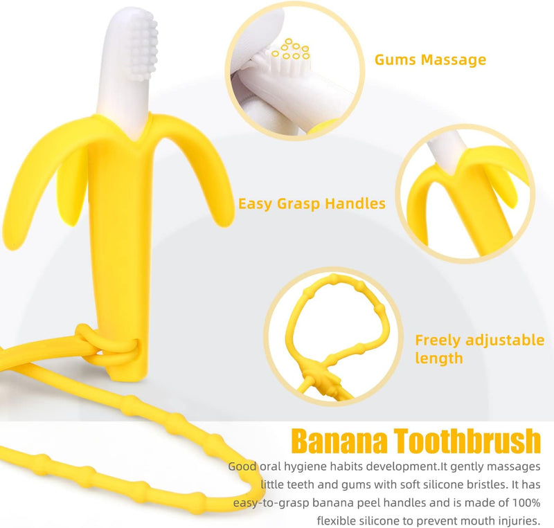 SHARE&CARE BPA Free Silicone Fruit Baby Teether Toy with Storage Case, for 3 Months Above Infant Sore Gums Pain Relief (5 Fruits)