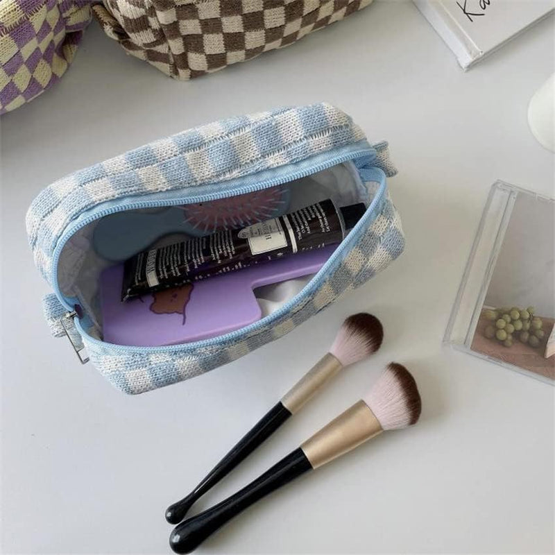 XPONNI Small cosmetic bag cute makeup bag y2k accessories aesthetic make up bag y2k purse cosmetic bag for purse, blue