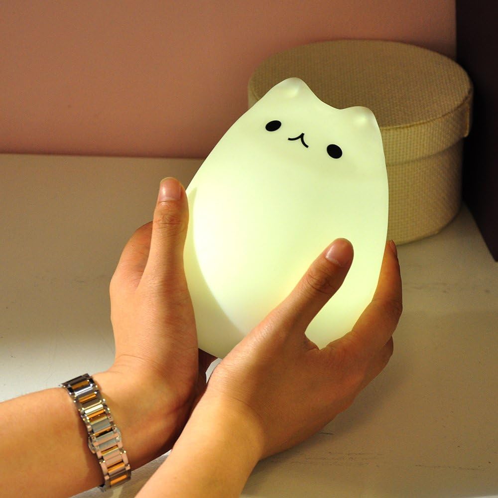 MOTIM Cute Kitty Night Light, Silicone Cute Lamp with Different Color Modes, Touch Sensor Control, Gift for Women Mom
