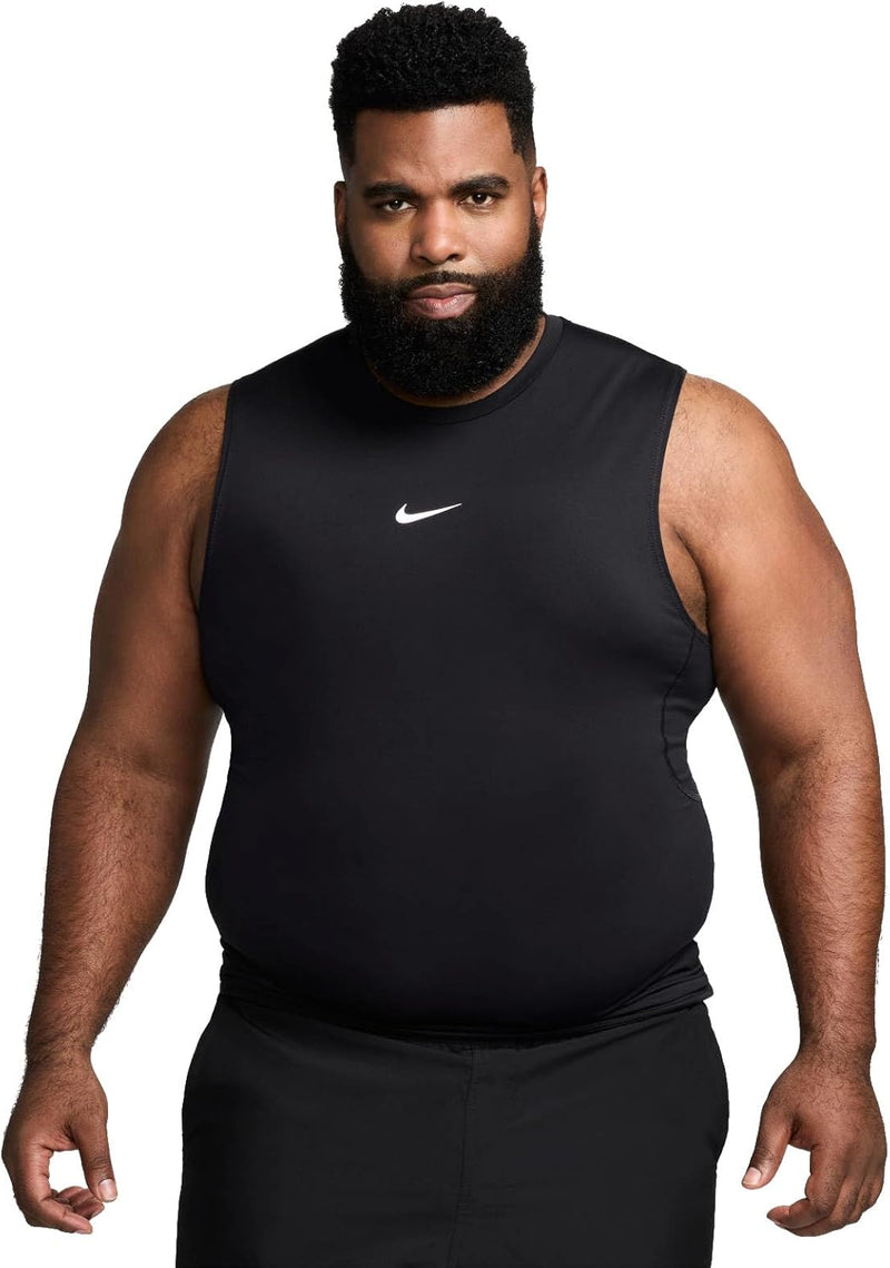 Mens Pro Dri-FIT Slim Sleeveless TEES AND T-SHIRTS (pack of 1) - BLACK/(WHITE)