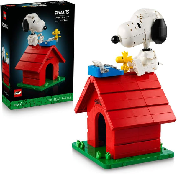 Ideas Peanuts: Snoopy's Doghouse - Display Model Kit for Adults w/Snoopy Dog & Woodstock Bird Figures - DIY Shelf or Desk Decor - Nostalgic Gift for Comics Fans - 21368