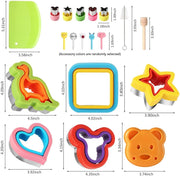 24-Piece Lunch Sandwich Cutter Set, Heart & Square Sandwich Shaper, DIY Vegetable & Fruit Shapes, Mini Cookie Cutters & Food Decorating Tools for Lunchboxes and Bento Containers