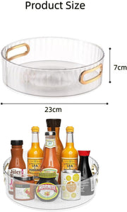 Clear Plastic Lazy Susan Organizer. 360 Rotating Turntable with Raised Edge for Kitchen, Bathroom, Pantry, Cabinet. Spinning Tray for Spices, Condiments. Effortless Organization and Easy Access