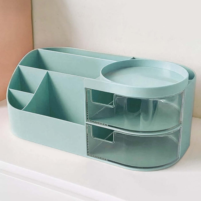 ALOXE Makeup Organizer | Makeup Box For Storage | Make Up, Cosmetic, Skincare Organiser For Women | Elegant Makeup Vanity With Transparent Drawer (Green)
