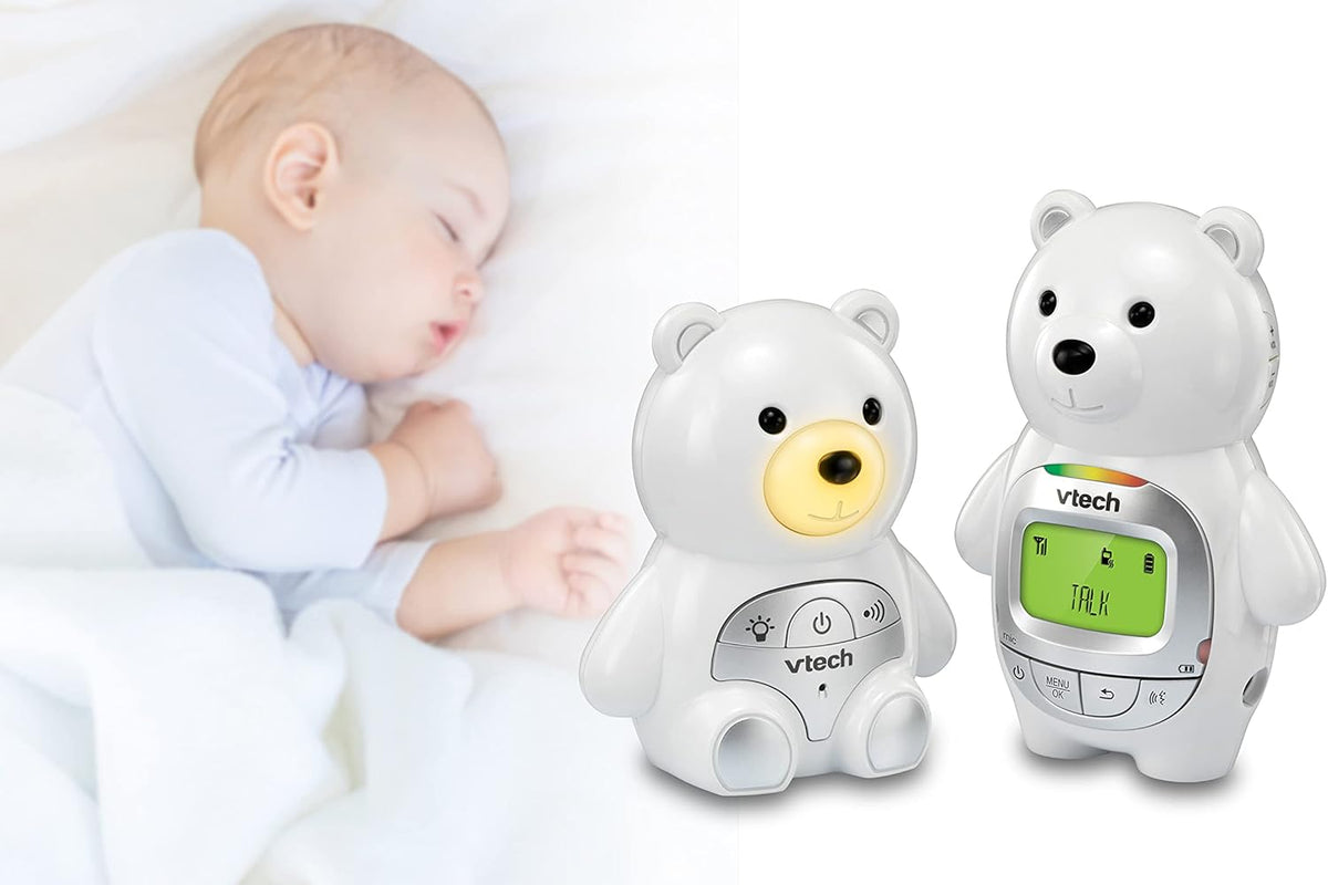VTech Baby Bear Digital Audio Monitor with up to 1,000 ft of Range Vibrating Sound Alert Talk Back Intercom Temperature Indicator Night Light Loop & Parent Unit, White – image 2