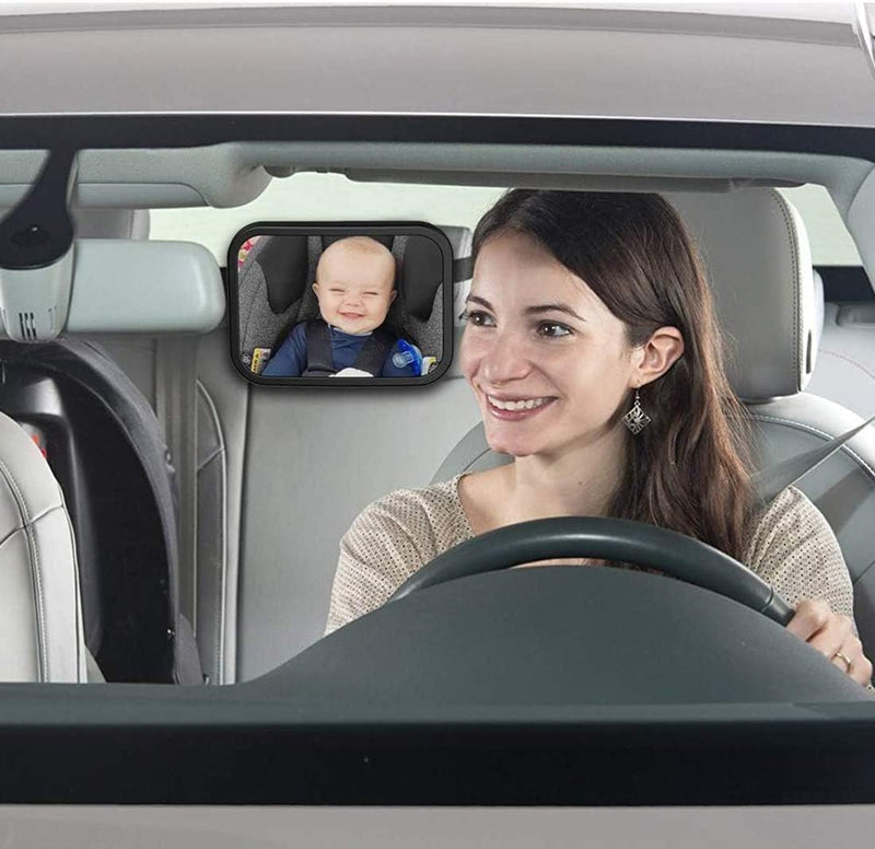 OSYA car Backseat Safety Mirror, CharmCollection Peace of Mind to Keep An Eye on Baby in A Rear Facing Child Seat Premium Black Frame Car Rear View Baby Car Seat Mirror for Baby Back Seat Child Seats