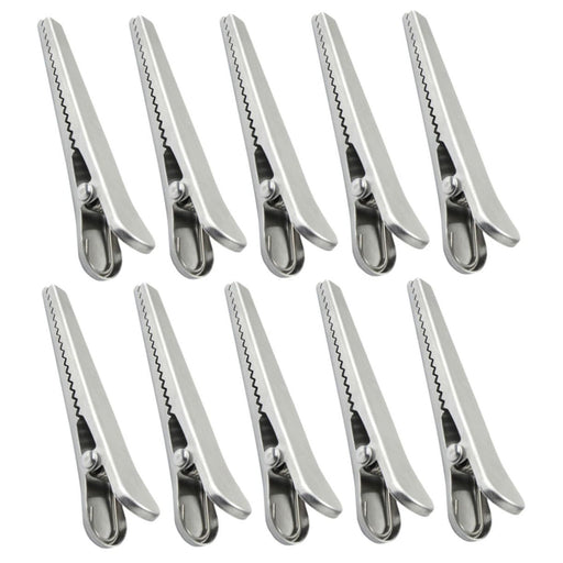 STOBOK 10pcs Stainless Steel Alligator Clip Food Storage Bag Clip Potato Chip Bag Clips Hairdresser Clips Household Food Bag Clamps Bag Sealers Clip Metal Duckbill Multipurpose
