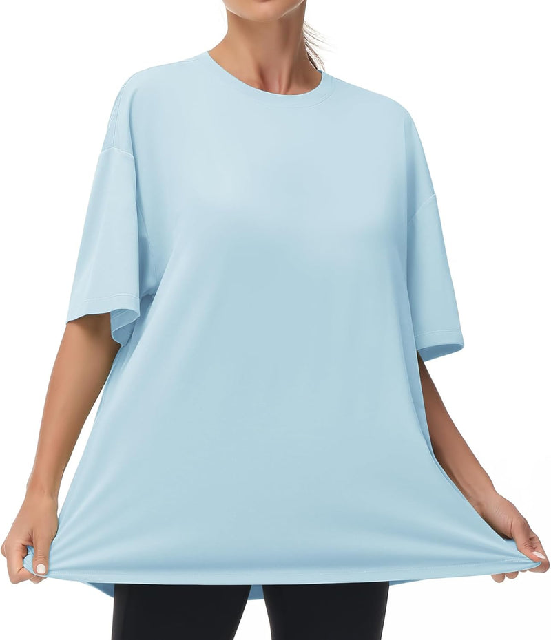 THE GYM PEOPLE Women's Casual Oversized T-Shirts Summer Crewneck Short Sleeve Workout Basic Tee Tops