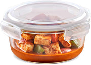BOROSIL KLIP-N-STORE ROUND GLASS STORAGE CONTAINER WITH AIR TIGHT LID FOOD STORAGE CONTAINER MICROWAVE SAFE CONTAINER 620 ML - 620 ML