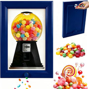 Alide Candy Dispenser Picture Frame Wall Mounted Interactive Gumball Machine Snack Dispenser for Kitchen with Fun Photo Frame(Blue)