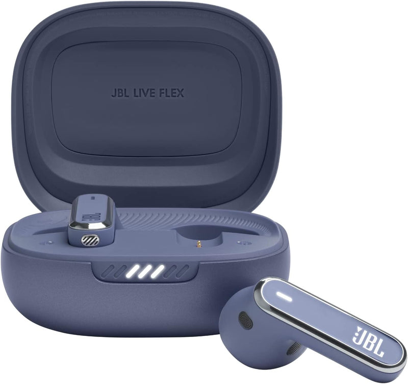 JBL Live Flex True Wireless Noise Cancelling Earbuds, Hi-Fi with Personi-Fi 2.0, 40H Battery, 6 Beam Forming Mics, Bluetooth 5.3, Touch/Voice Control, IP54 Water & Dust Resist - Blue, JBLLIVEFLEXBLU