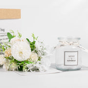 UCHUANG Fake Flowers with Vase, Artificial Roses Bouquet in Vase, Centerpiece Table Decorations for Coffee Table, Living Room, Dining Table, Office, Kitchen, Home Room Decor(White, with Glass Vase)