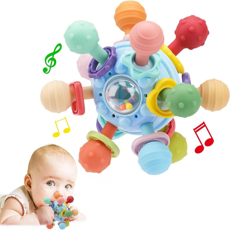 TOYBY Baby Sensory Teething Toys,Baby Montessori Sensory Toys for 0-12 Months, Baby Rattle Toys Activity Ball Infant Toys,Learning Developmental Toys Gifts Baby Girl Boy Gifts for 6 9 12 18 Months