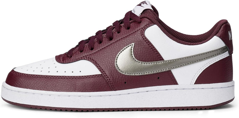 W NIKE COURT VISION LO NN MET womens Laced Shoes - WHITE/MTLC PEWTER-BURGUNDY CRUSH