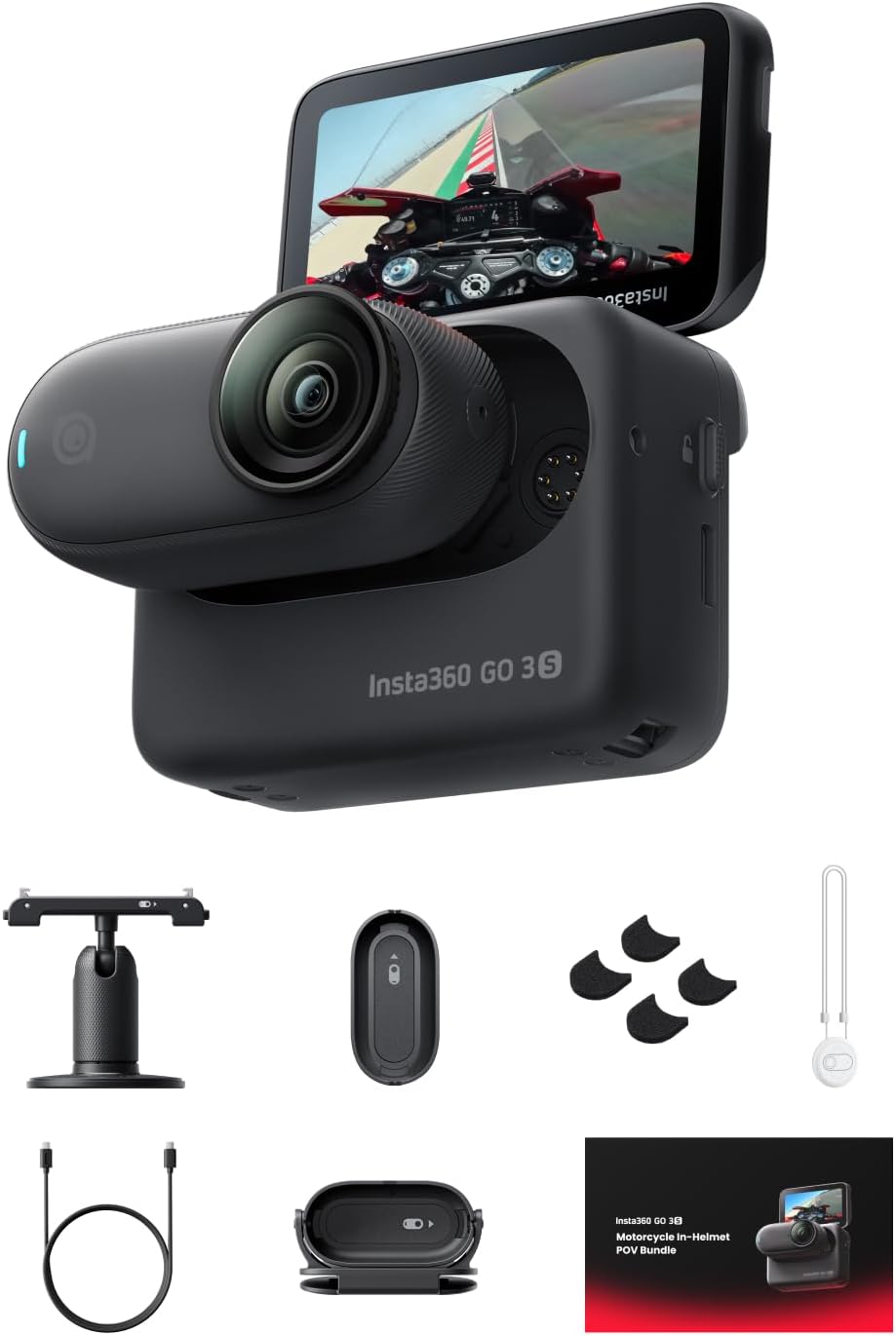 GO 3S 128GB - 4K Tiny Portable Vlogging Camera, Hands-Free POVs, Mount Anywhere, Stabilization, 140 Min Battery Life, 10m Waterproof, AI Editing, Black, For Vlog, Travel