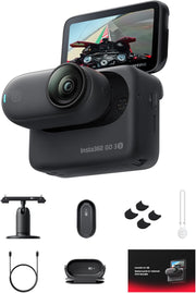 GO 3S 128GB - 4K Tiny Portable Vlogging Camera, Hands-Free POVs, Mount Anywhere, Stabilization, 140 Min Battery Life, 10m Waterproof, AI Editing, Black, For Vlog, Travel - Midnight Black Motorcycle in-Helmet POV Bundle