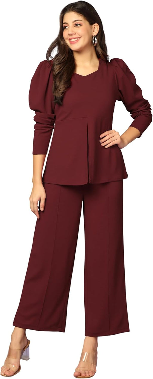 Womens LF-W1805&TR861 Co Ord Set for Women Co Ord Set for Women Stylish Festive Co Ord Set for Women Travel Co Ord Set for Women Full Sleeve Women Co-ord set (pack of 2) - Red