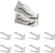SUSOO 8 Pack Shoe Slot Organizer, Adjustable Highth Clear Double Storage 50% Space-Saving Racks, Stacker Holder For Pairs, 3 Height Levels, Fit Sneakers Heels Flats, Anti-Slip Grip For Inside Closet - 8