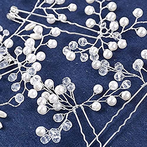 Benting Bridal Wedding Hair Vine,Extra Long Pearl and Crystal Beads Bride Head Piece,Silver Hair Accessories for Women and Girls