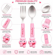 Stainless Steel Cutlery Set for Lunch Box Cutlery Set with Case Pink Fork and Spoon Set