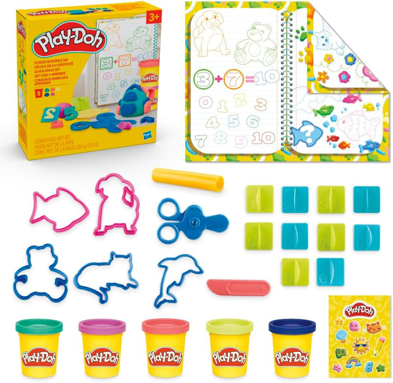 Play-Doh Rainbow Swirl Ice Cream Playset with 7 Pretend Play Kitchen Accessories, Arts and Crafts Toys for 3 Year Old Girls and Boys and Up - M^S School activities playset