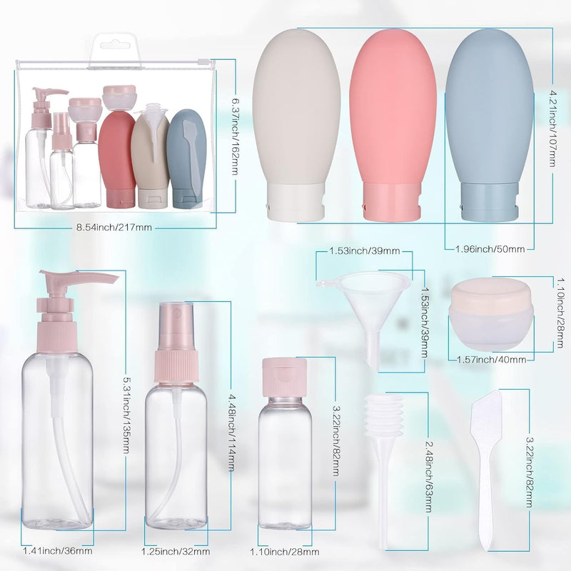 11Pcs Travel Bottles for Toiletries, Leak Proof Travel Size Bottles 80ml Travel Containers with Bag Liquid Refillable Empty Travel Bottles Set for Lotion Shampoo Conditioner Liquid, BPA Free with Bag,