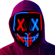 Poptrend Halloween Mask LED Light up Mask Scary mask for Festival Cosplay Halloween Costume Masquerade Parties,Carnival,Gift - Red+blue