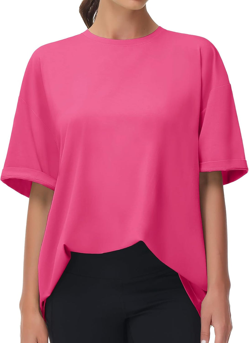 THE GYM PEOPLE Women's Casual Oversized T-Shirts Summer Crewneck Short Sleeve Workout Basic Tee Tops