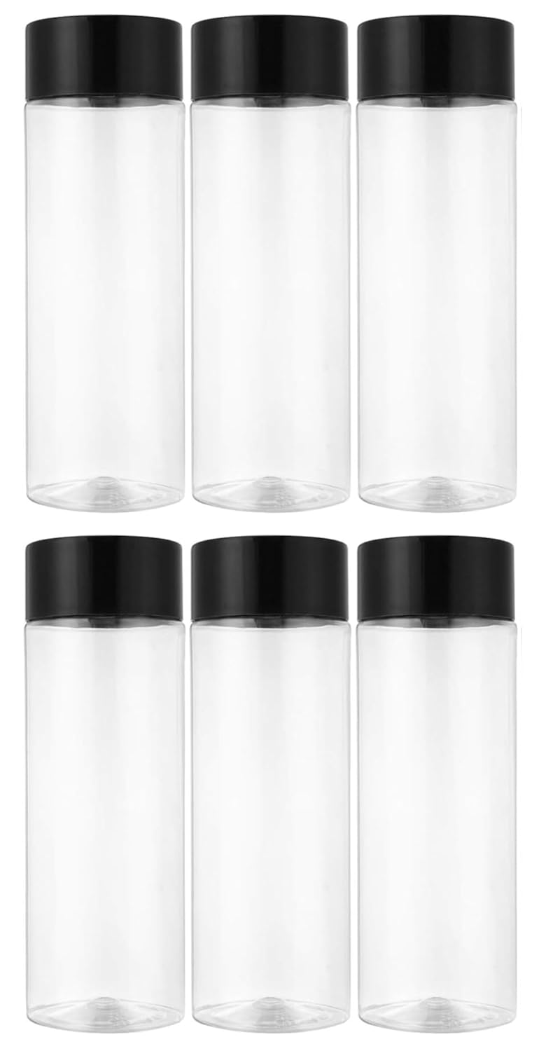 350ml Plastic Juice Bottles – 6 Pcs Clear Bottles with Caps, Reusable Empty Milk and Water Bottle for Kids, Zamzam Water, Gym, Smoothies, Fresh Juices, Protein Shakes, and Travel Use – Leak-Proof