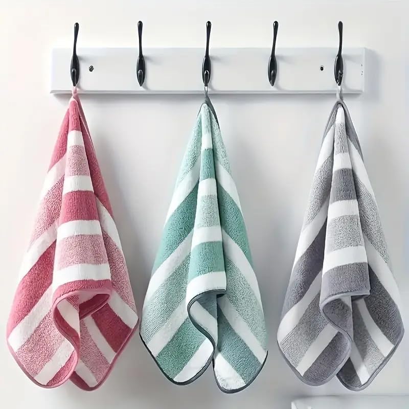 Ultra Soft Bath Towel Set, 100% Cotton, Bath and Hand Towels, Striped, Universal (Brown)