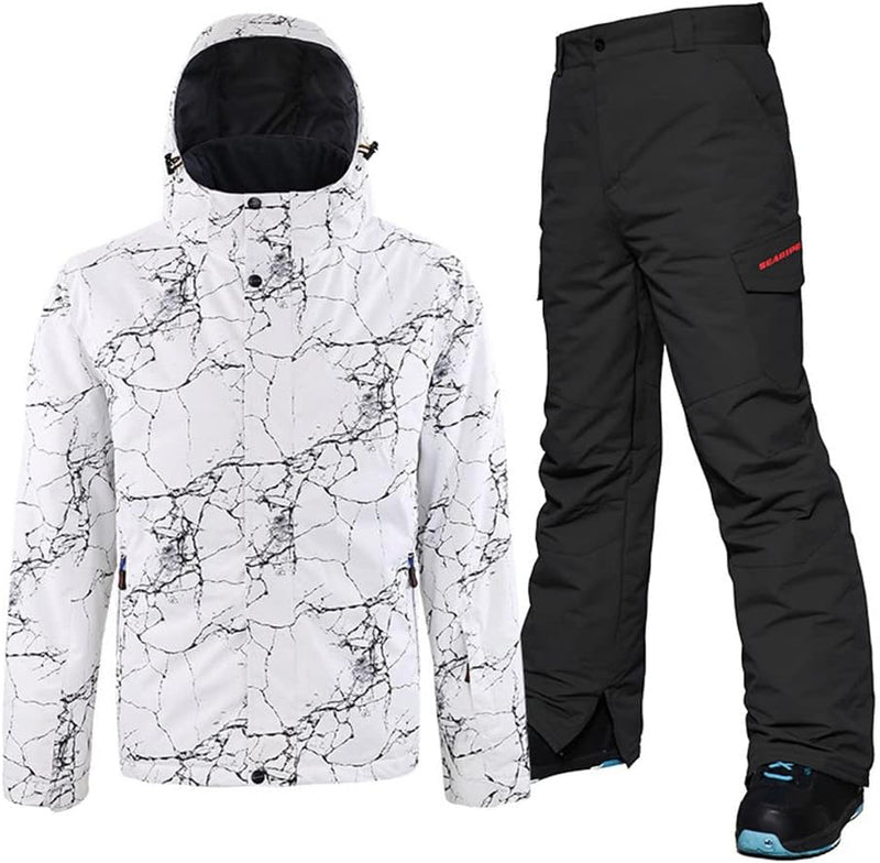 HOTIAN Men's Ski Jacket and Pants Set Snowboard Suit Waterproof SOutdoor Winter Snow Jackets Windproof Mountain Snowsuit