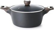 SENSARTE Nonstick Stock Pot with Lid, 4.5 QT Soup Pot Casserole Pot, Healthy Pasta Pot, Large Deep Cooking Pot, Big Sauce Pot Stew Pot, Induction Compatible, PFOA PFOS APEO Free, Black - Classic Black 4.3 Litres