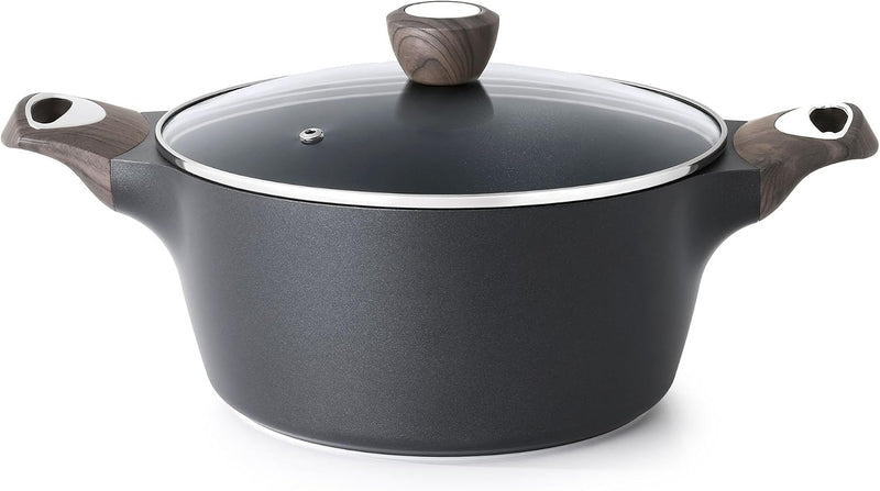 SENSARTE Nonstick Stock Pot with Lid, 4.5 QT Soup Pot Casserole Pot, Healthy Pasta Pot, Large Deep Cooking Pot, Big Sauce Pot Stew Pot, Induction Compatible, PFOA PFOS APEO Free, Black - Classic Black 4.3 Litres