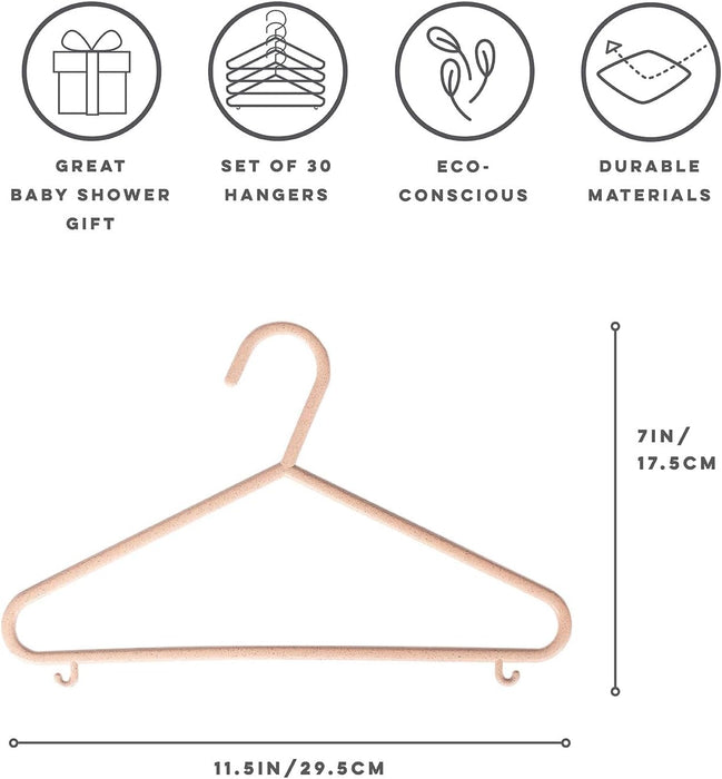 3 Sprouts Baby Wheat Straw Plastic Clothes Hangers - Pack of 30 - Speckled Gray