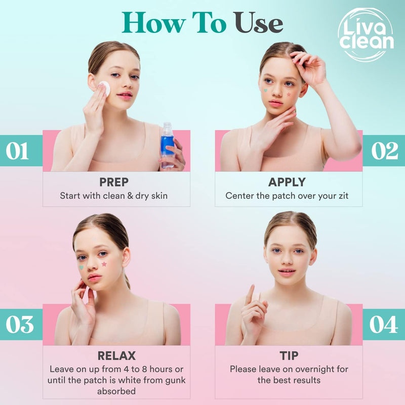 LivaClean Star Pimple Patches for Face w/Hydrocolloid, Salicylic Acid & Tea Tree, 240 Patches, Hydrocolloid Acne Patch, Cute Star Pimple Patch for Healing Stickers Zit Superstar