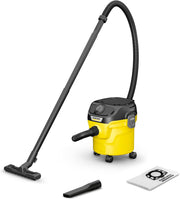 Karcher WD 2 Plus Multi-Purpose Wet and Dry Vacuum Cleaner Compact 1000W Suction with 12L Container for Home and Garage Cleaning - KWD1