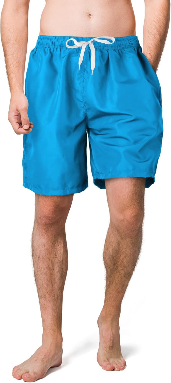 Mens Swimming Trunks, Quick-Drying Swim Shorts, 17.8cm, with Mesh Lining, Swimwear, Bathing Suits - Blue