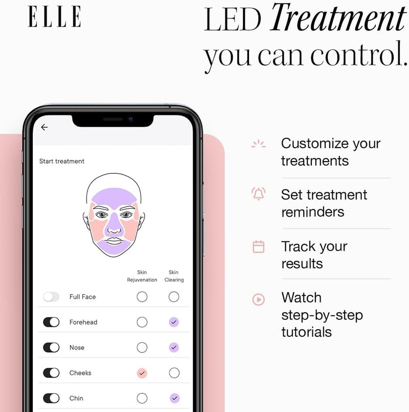 ELLE Radiance Boost Pro LED Face Mask FDA Approved & Clinically Proven Light Therapy for Glowing, Youthful Skin Red, Blue & Infrared Light Boosts Collagen, Reduce Wrinkles, Breakouts & Blemishes